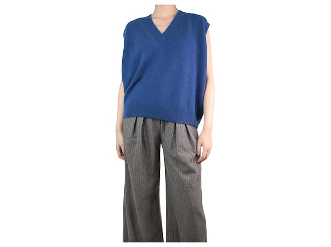 Autre Marque Blue v-neck jumper vest - size S Cashmere  ref.1263094