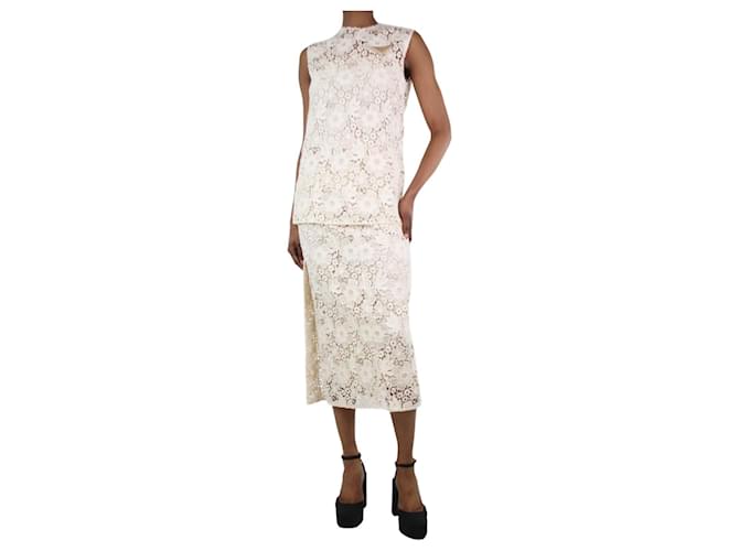 Prada Cream floral broderie-anglaise top and skirt set - size UK 6  ref.1263102