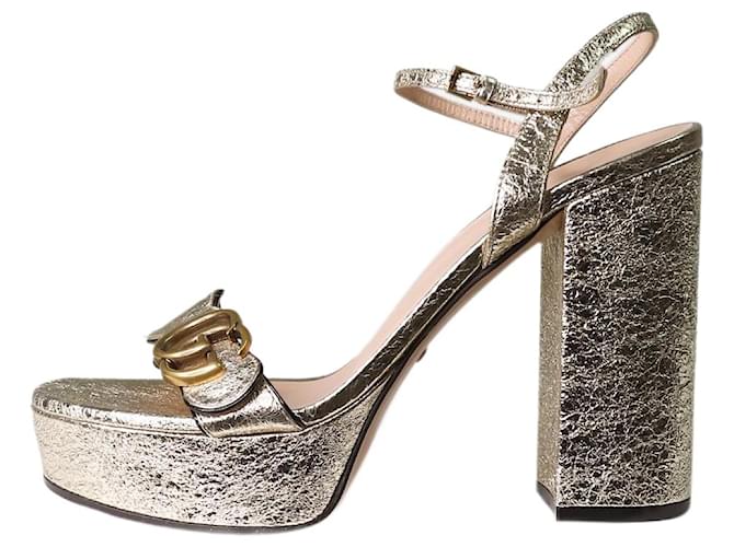Gucci Gold metallic platform heels - size EU 38.5 (Uk 5.5) Golden Leather  ref.1263108