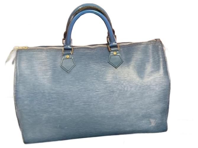 Vintage Louis Vuitton Speedy 35 Blue Leather  ref.1263132
