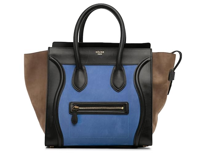 Luggage Céline Borsa portabagagli tricolore blu Celine Mini Pelle Vitello simile a un vitello  ref.1263151