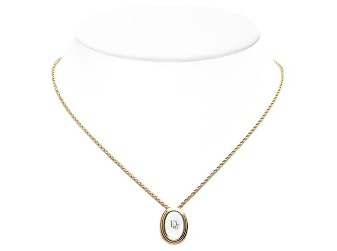 Colar com pingente de logotipo oval em ouro Dior Metal Banhado a ouro  ref.1263160