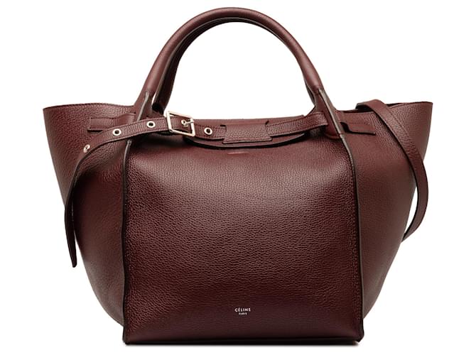 Big Bag Céline Celine Red Small Big Satchel Leather Pony-style calfskin  ref.1263175