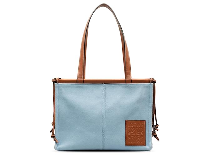 Loewe Blue Small Canvas Cushion Tote Light blue Leather Cloth Pony-style calfskin Cloth  ref.1263178