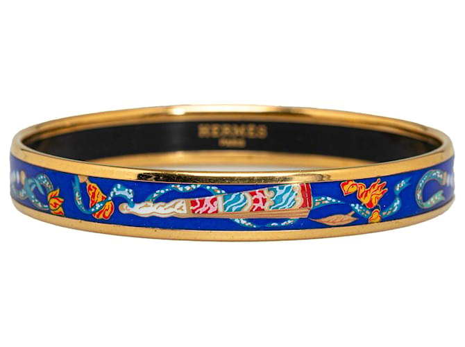 Hermès Bracelet jonc émaillé bleu Hermes Métal Email  ref.1263196