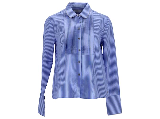 Tommy Hilfiger Camisa feminina de algodão com detalhe de corrente Azul  ref.1263210