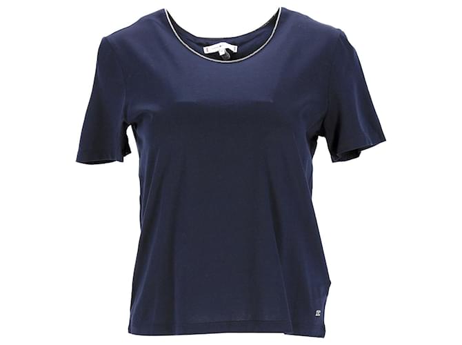 Tommy Hilfiger T-shirt da donna con colletto e dettagli a catena Blu navy Cotone  ref.1263222