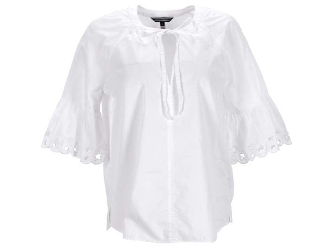Tommy Hilfiger Womens Embroidered Blouse White Cotton  ref.1263233