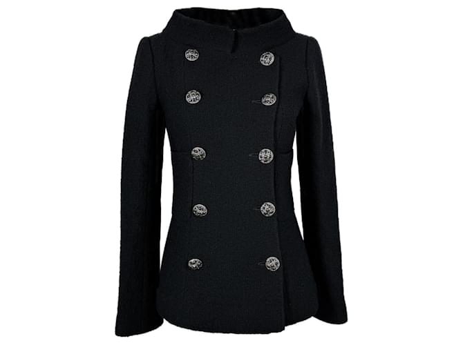 Chanel Veste emblématique de style Karine Roitfeld à 9 000 $. Tweed Noir  ref.1263354