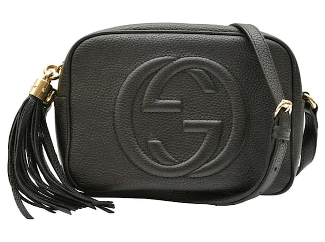 Bolsa transversal de mensageiro de couro preto GG Soho Disco da Gucci  ref.1263359