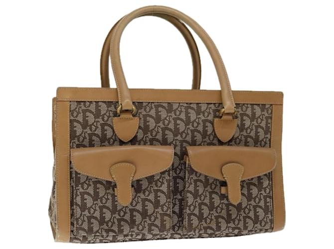 Christian Dior Trotter Canvas Hand Bag Beige Auth ac2771  ref.1263391