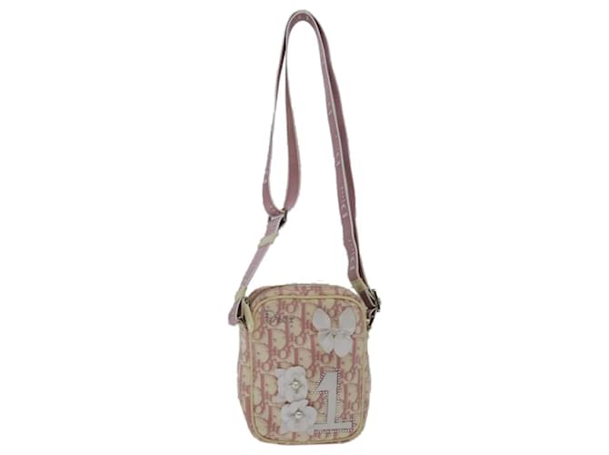 Christian Dior Trotter Canvas Shoulder Bag Pink Auth bs12312  ref.1263407
