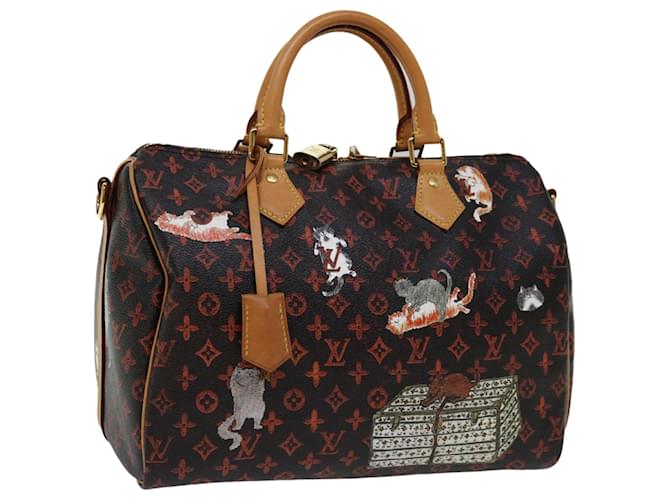 LOUIS VUITTON Catgram Speedy Bandouliere 30 Hand Bag Brown M44401 LV Auth 66796A Red Cloth  ref.1263418
