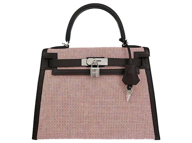 Hermès Hermes Kelly 28 Pink Leinwand  ref.1263580