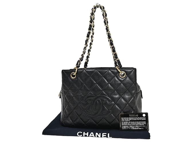 Chanel shopping Preto Couro  ref.1263678