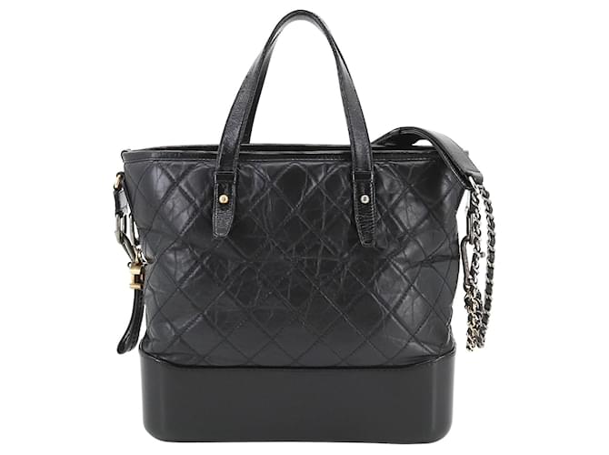 Chanel Gabrielle Black Leather  ref.1263733