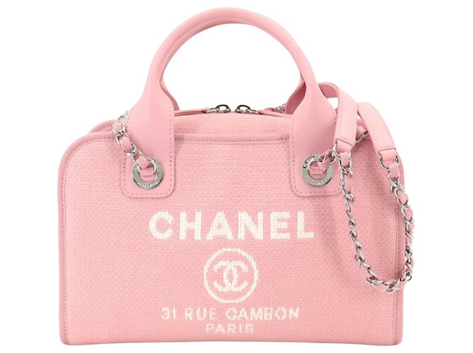 Chanel Deauville Toile Rose  ref.1263954