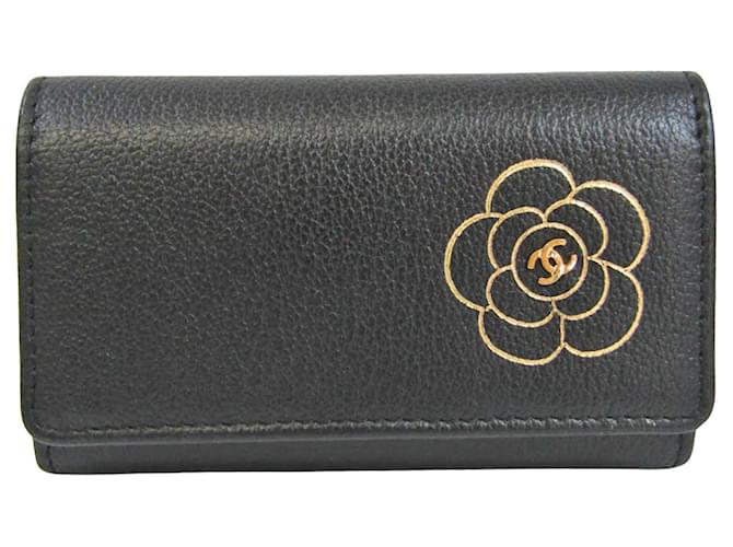 Chanel Camellia Black Leather  ref.1264266