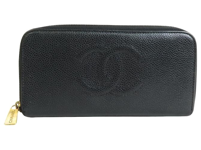 Chanel-Logo CC Schwarz Leder  ref.1264375