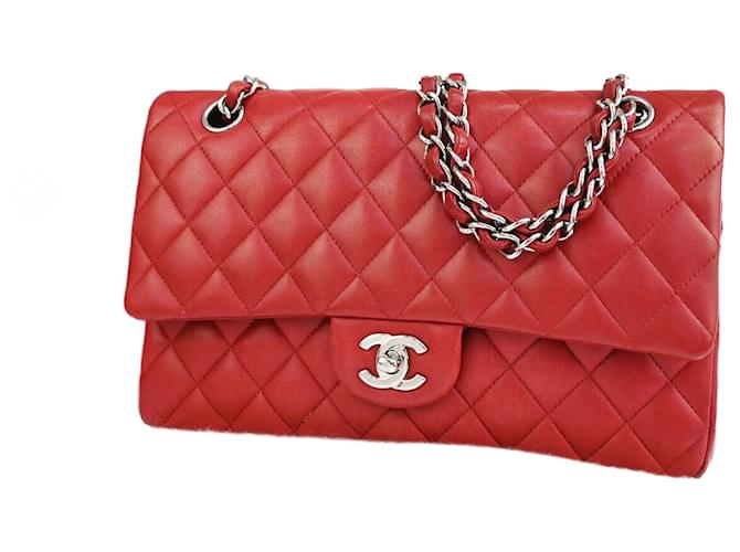Chanel Matelassé Rot Leder  ref.1264579