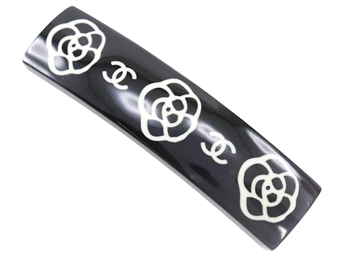 Chanel Camellia Negro Plástico  ref.1264615