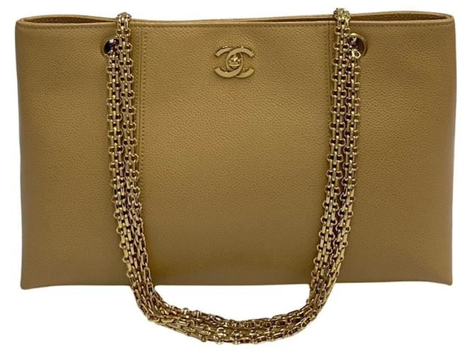 Chanel Bege Couro  ref.1264737
