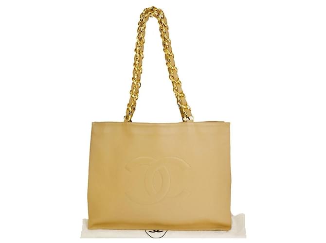 Chanel shopping Beige Leather  ref.1264883