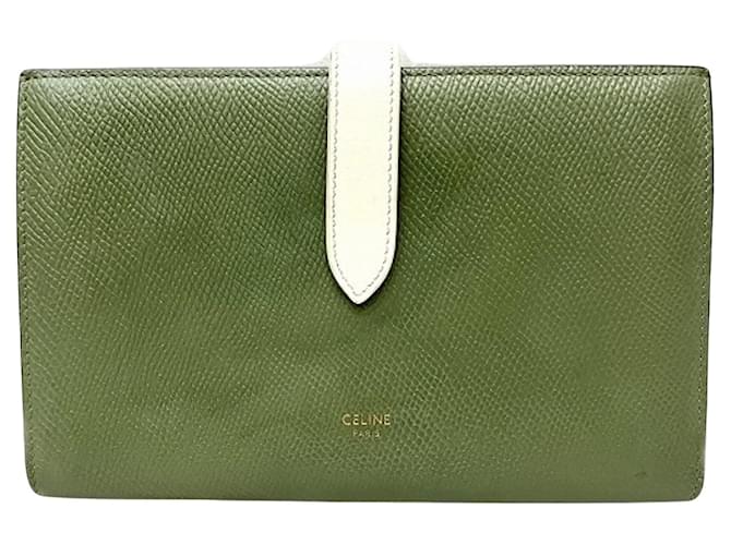 Céline Portefeuille Veau Green Leather  ref.1264988