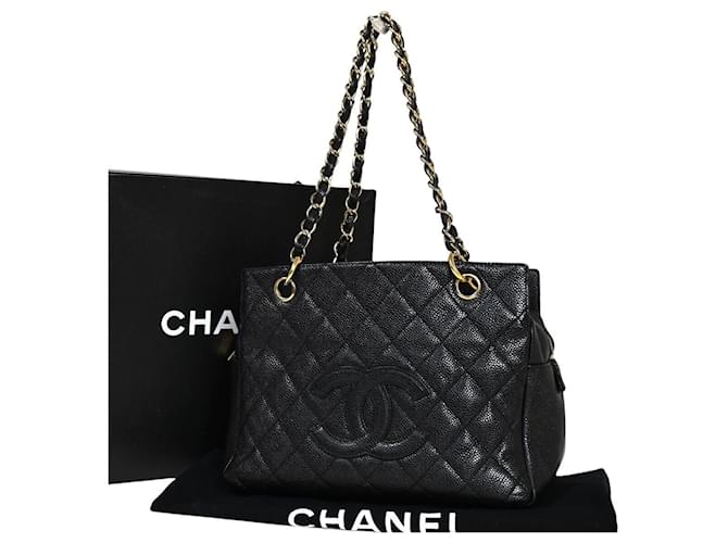 Chanel Petite Shopping Tote Black Leather  ref.1265163