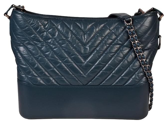 Chanel Gabrielle Navy blue Leather  ref.1265289