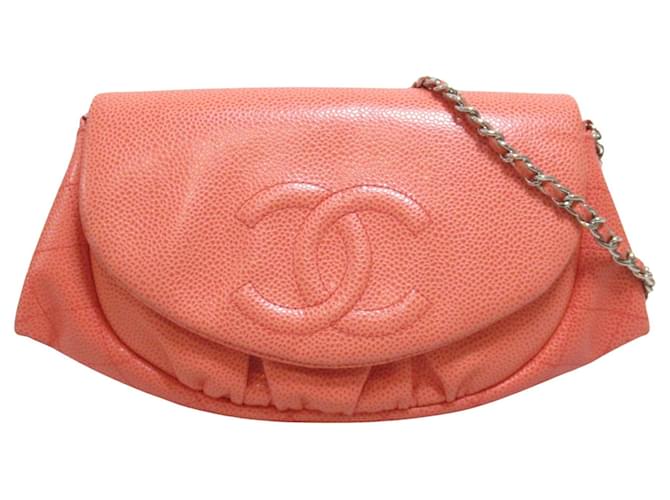 Chanel Halbmond Pink Leder  ref.1265315