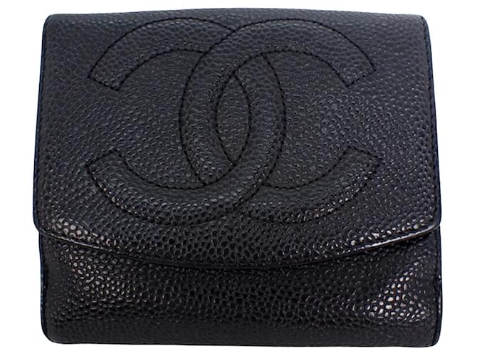 Chanel Logo CC Black Leather  ref.1265393