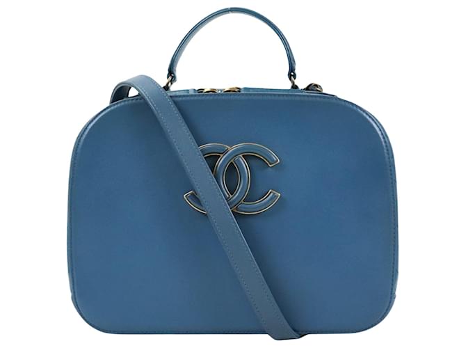 Chanel Vanity Azul Couro  ref.1265441