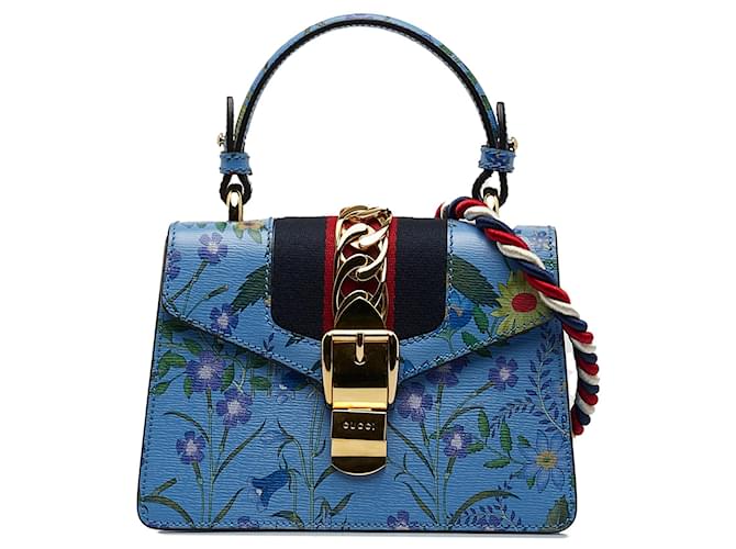 GUCCI Handbags Sylvie Blue Linen  ref.1265528