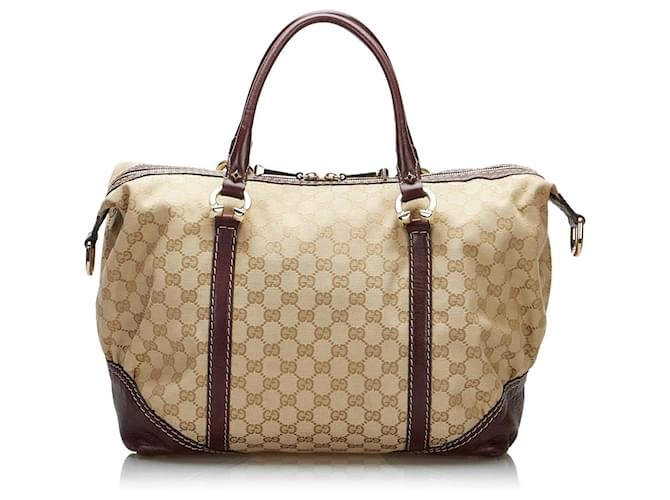 GUCCI Handbags Boston Brown Linen  ref.1265572