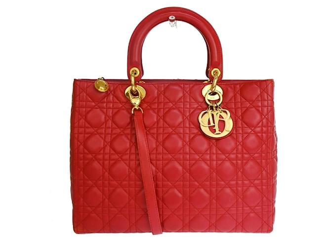 Dior Lady Dior Red Leather  ref.1265690