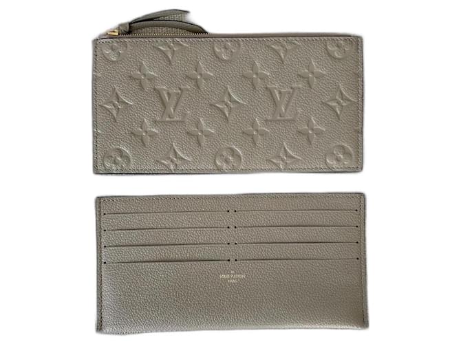 Louis Vuitton Flache Tasche und Reißverschlusstasche Grau Leder  ref.1265934