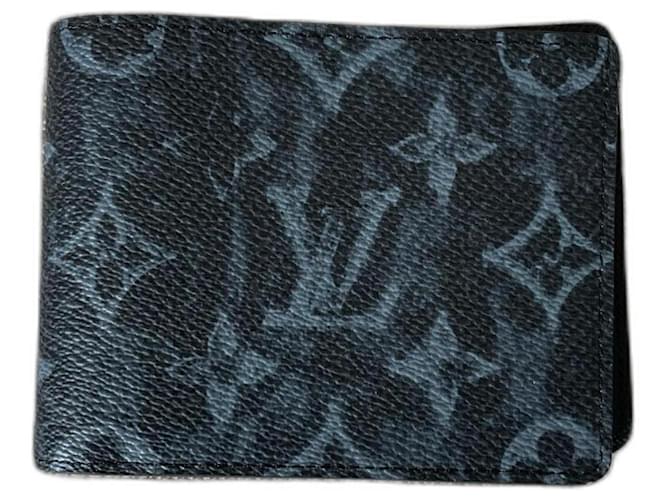 Portafoglio Louis Vuitton Multiple Nero Grigio Tela  ref.1265938