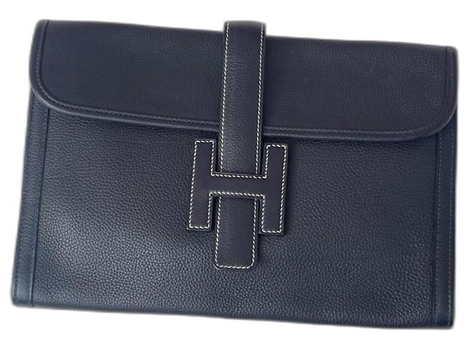 Hermès Jige Navy blue Leather  ref.1265939