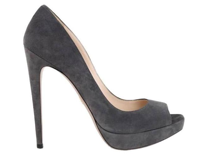Prada Suede heels Grey Deerskin  ref.1265946