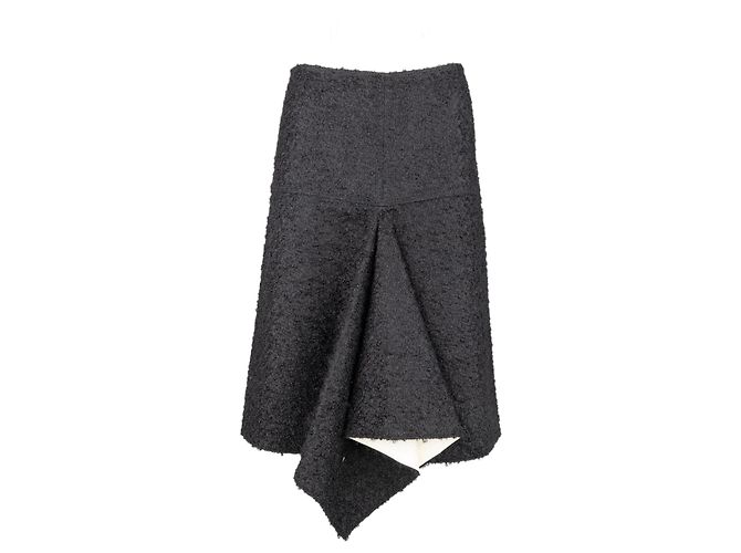 Saia assimétrica de pele de cordeiro Marni Preto