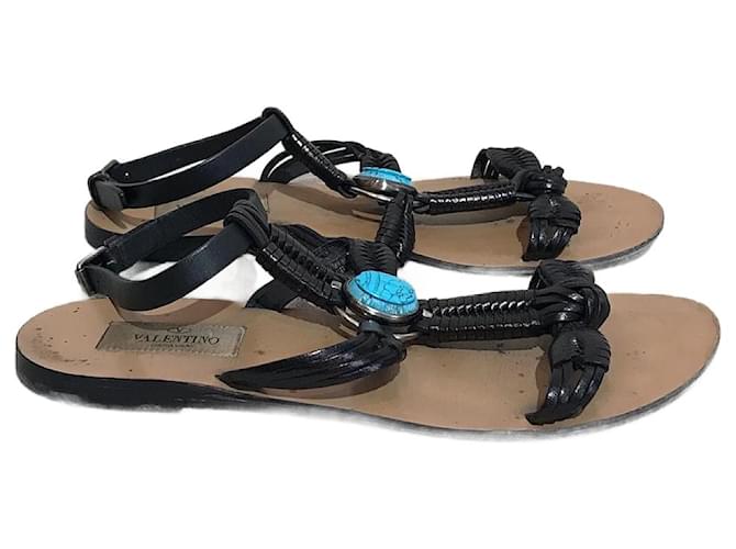 VALENTINO GARAVANI  Sandals T.eu 36 leather Black  ref.1265962