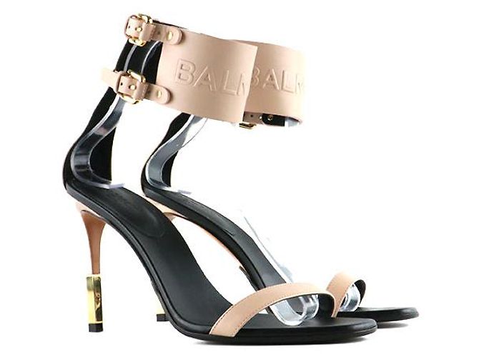 BALMAIN - Nude leather pumps (Size 38) Pink