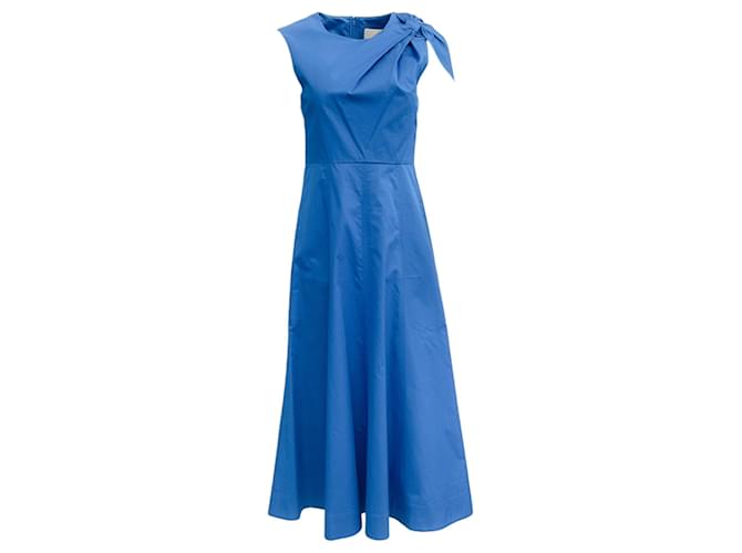 Autre Marque Roland Mouret – Ärmelloses Kleid aus Baumwolle mit Bindeband an den Schultern, Blau  ref.1266002