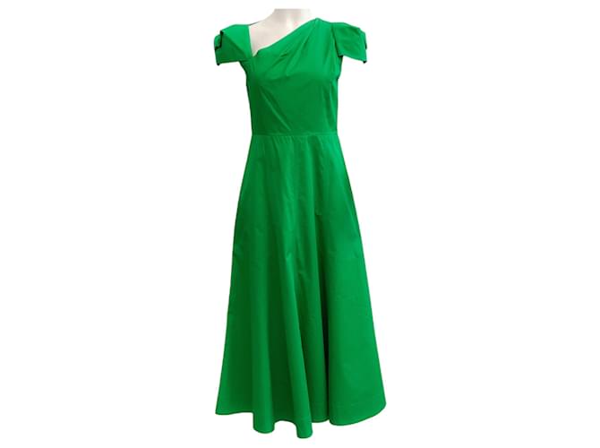 Autre Marque Roland Mouret Green Cotton Cap Sleeve Dress  ref.1266004