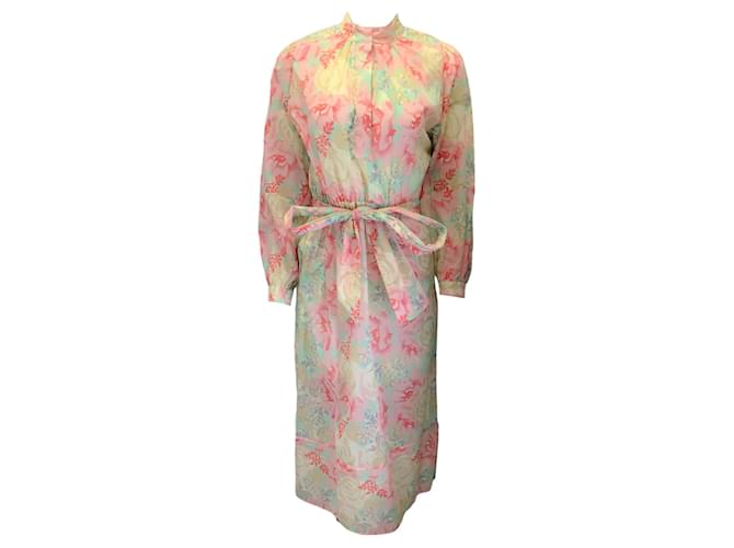 Autre Marque Robe longue en coton imprimé Isabelle-Laura rose multi-fleurs Julie Harrah Multicolore  ref.1266016