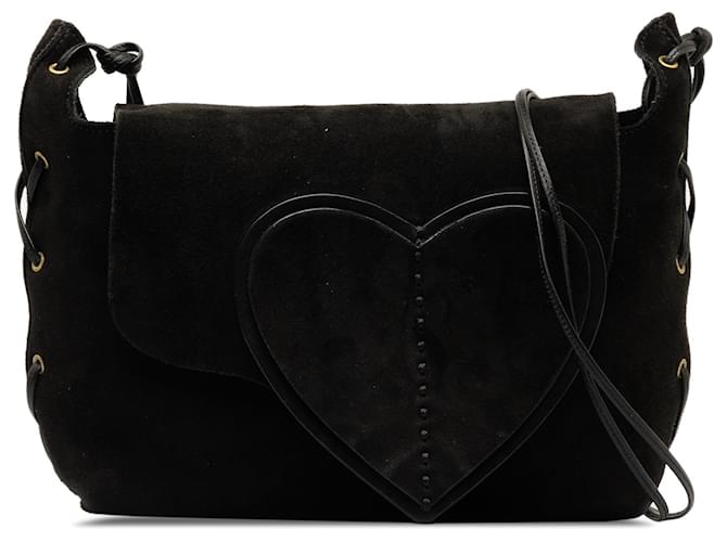 Black Gucci Suede Heart Crossbody Leather  ref.1266040