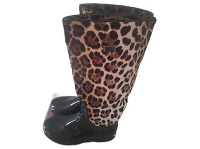 Dolce & Gabbana Botas Estampado de leopardo Goma  ref.1266059