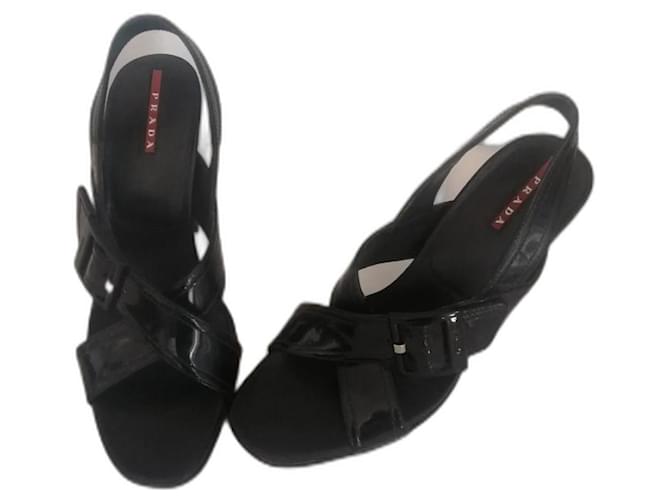 Prada Sandals Black Patent leather  ref.1266071
