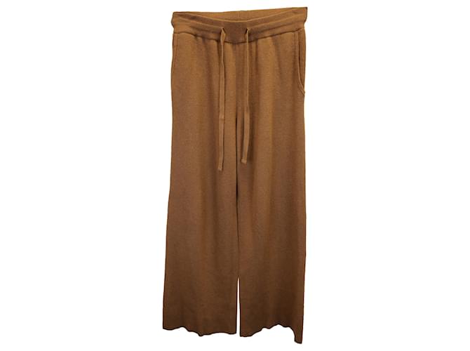 Pantaloni a gamba dritta in maglia a coste Nanushka Oni in lana marrone  ref.1266095
